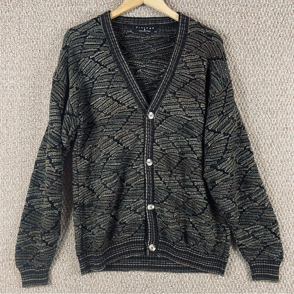 Vintage Protege Collection Cardigan Mens Large Brown Grunge 90s Y2K  T303